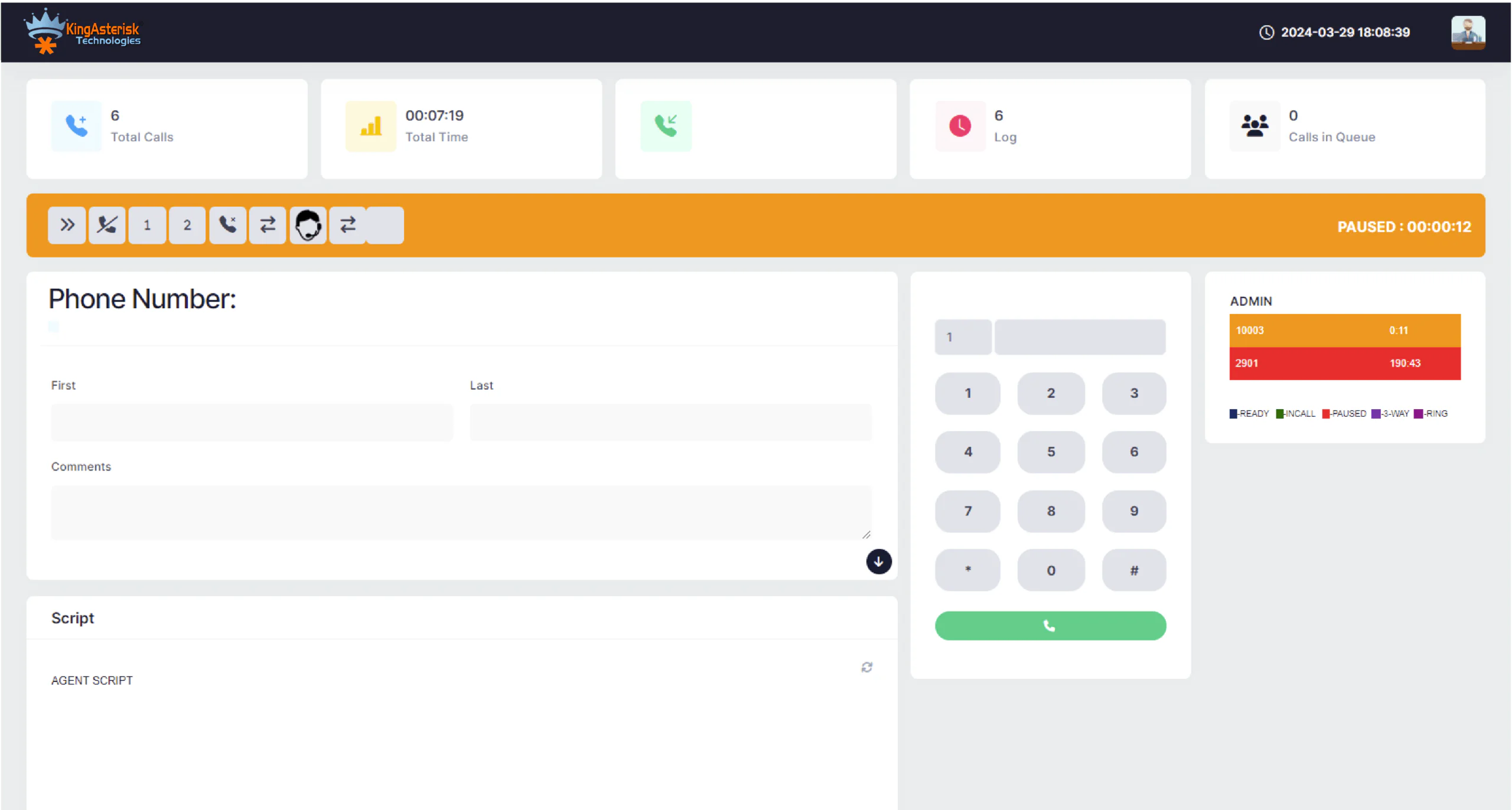 Agent screen.