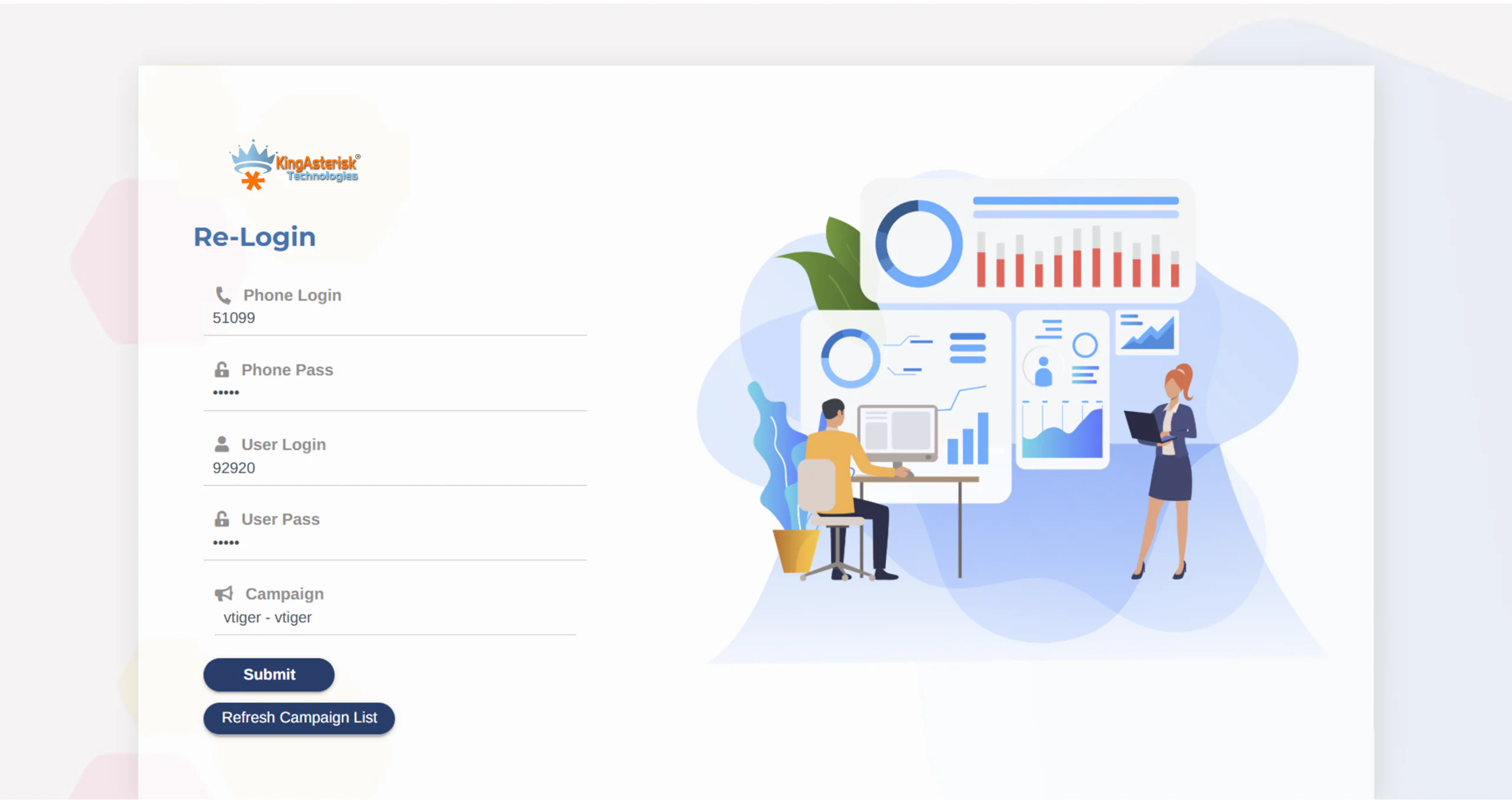 CRM dialer agent login
