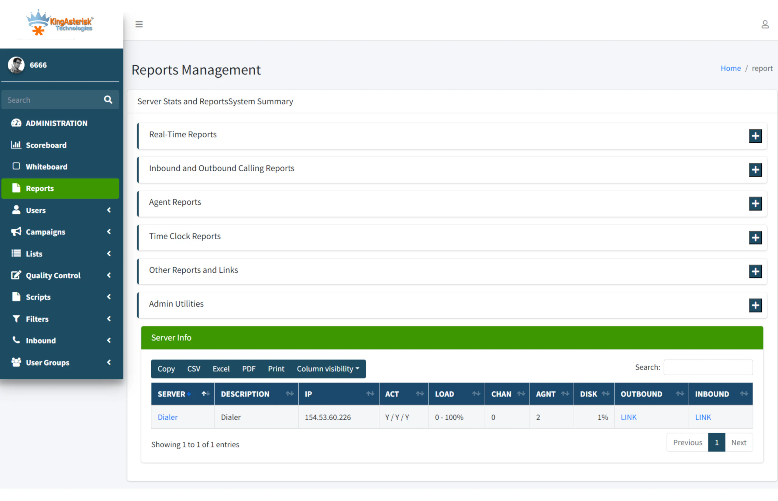 admin report managemnet